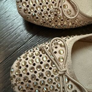 Elegant Beige Studded Ballet Flats
